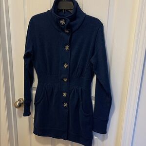 Avalanche Dark Blue Button-Up Trench Coat